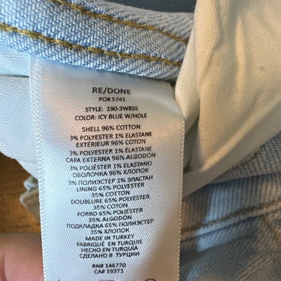 RE/DONE 80's Slim Straight Ripped Knee Jeans in Icy Blue Size 26 NWT - Picture 9 of 9